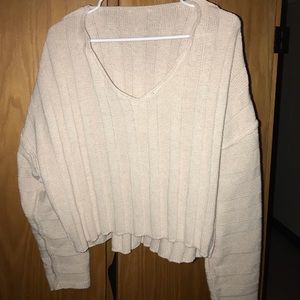 V neck oversized cropped sweater